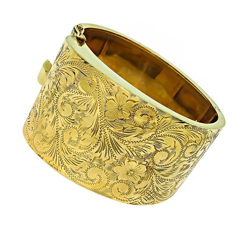 Victorian 14k Yellow Gold Cuff Bangle