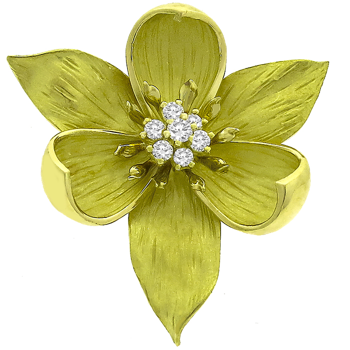 0.50ct Diamond Gold Wild Flower Pin/ Pendant