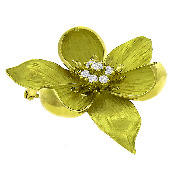 0.50ct Diamond Gold Wild Flower Pin/ Pendant