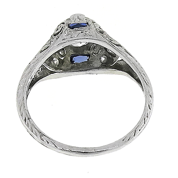 0.70ct Diamond Sapphire Platinum Engagement Ring