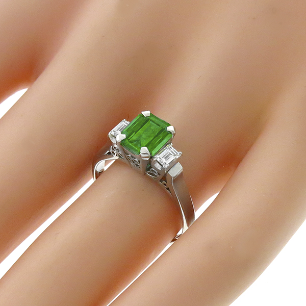 0.95ct Colombian Emerald Diamond Platinum Ring