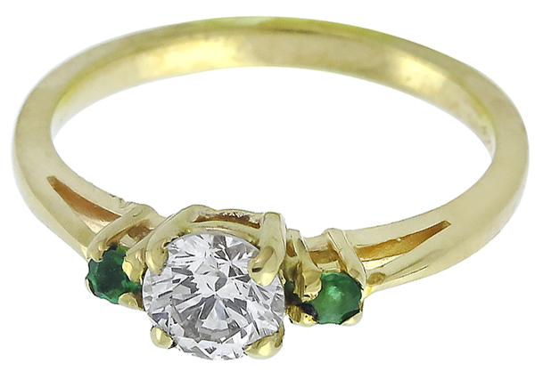 0.45ct diamond emerald gold engagement ring photo 1 