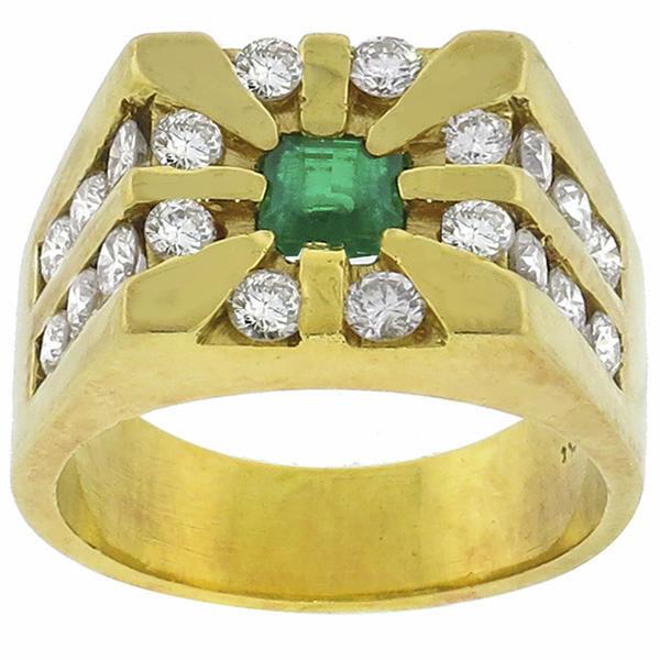 emerald diamond 18k yellow gold ring 1