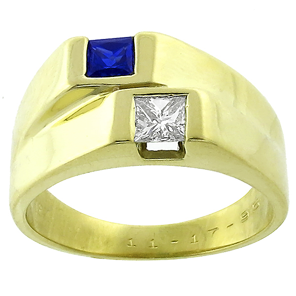  sapphire diamond 18k yellow gold ring 1