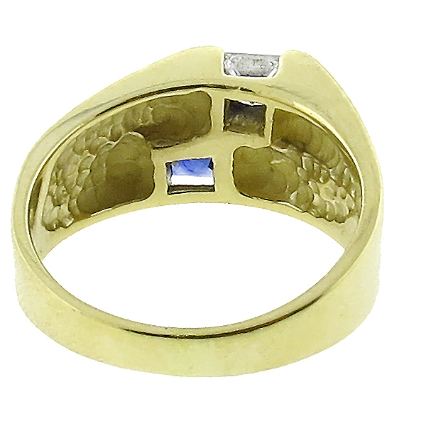  sapphire diamond 18k yellow gold ring 1