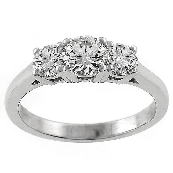 18k white  gold  3 stone diamond ring 1