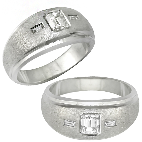 14k white gold diamond mens ring 1