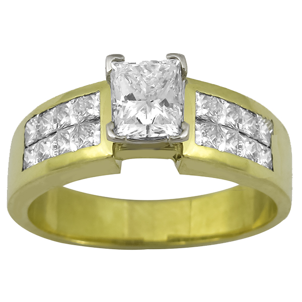 18k yellow and white  gold diamond engagement ring 1