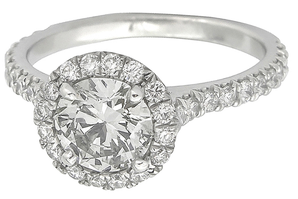 0.96ct diamond platinum engagement ring 3/4 view photo