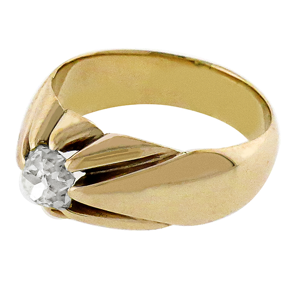 Antique 1.00ct Diamond Solitaire Gold Ring