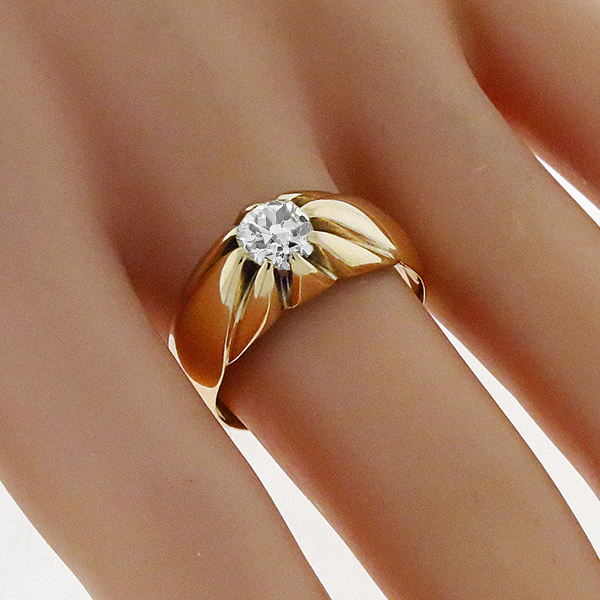 Antique 1.00ct Diamond Solitaire Gold Ring