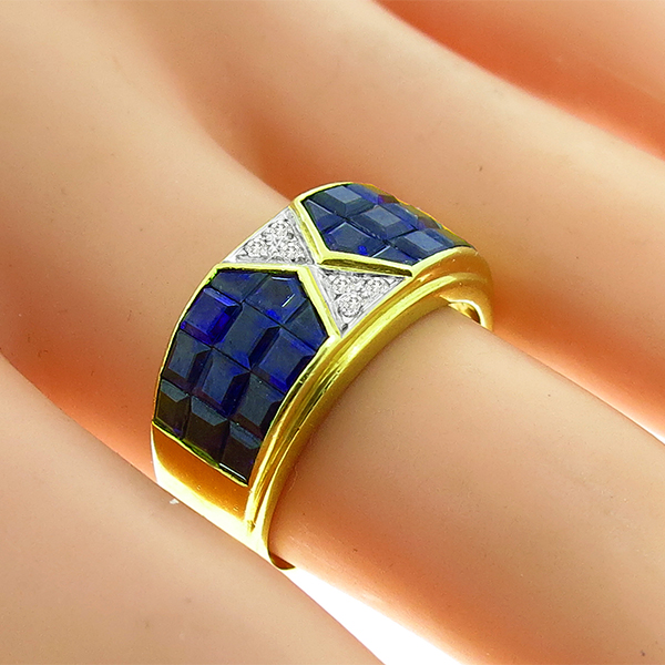1.05ct Sapphire Diamond Gold Ring 