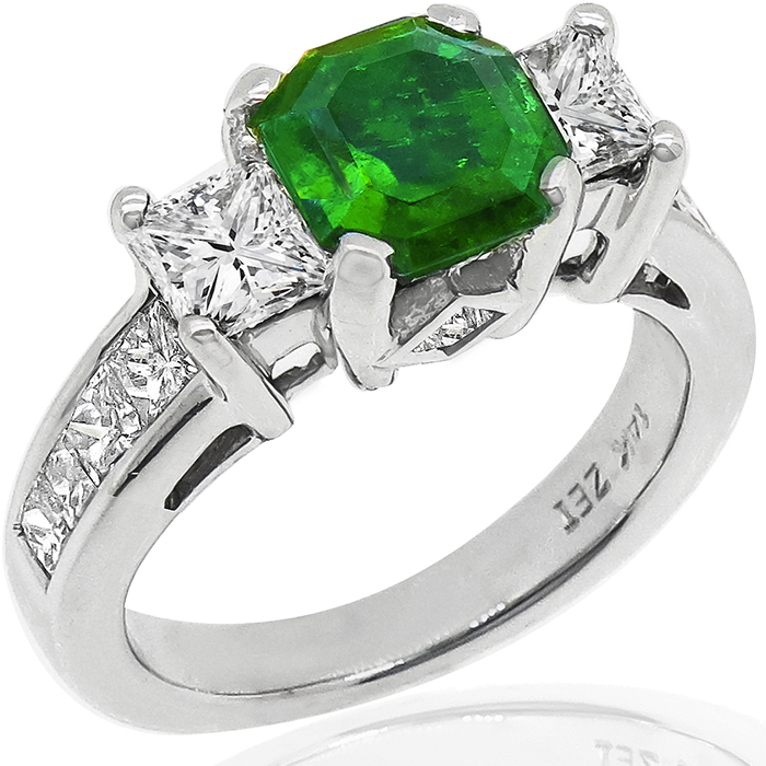 1.23ct Emerald Diamond Gold Ring | Israel Rose