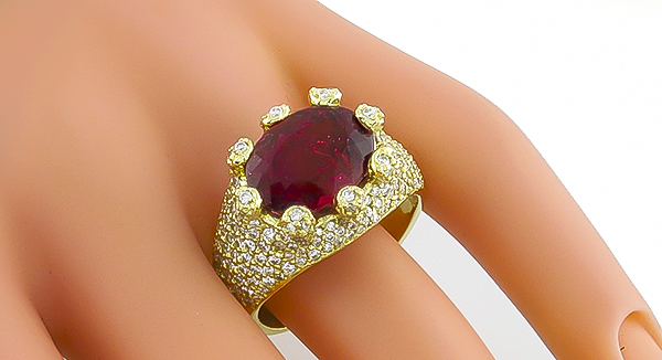 10.00ct pink tourmaline 2.50ct diamond ring photo 1