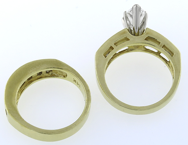 1.01ct diamond engagement ring and wedding band set photo 1