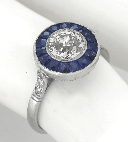1.02ct diamond 0.60ct sapphire engagement ring photo 1