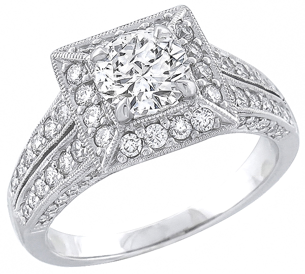 1.03ct center diamond 1.50ct diamond engagement ring photo 1
