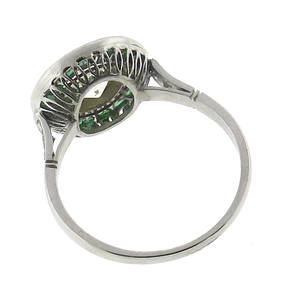 diamond emerald platinum engagement ring 1