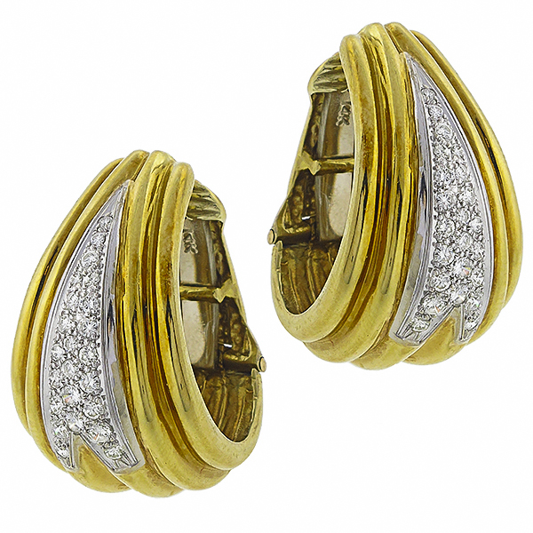 diamond 14k yellow and white gold earrings 1