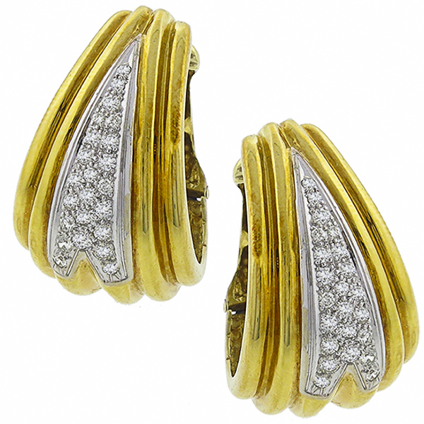 diamond 14k yellow and white gold earrings 1