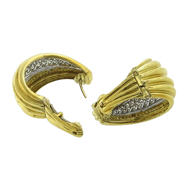diamond 14k yellow and white gold earrings 1