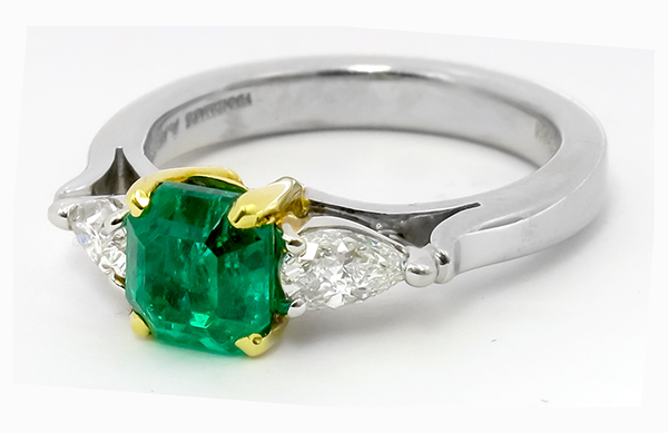 1.45ct emerald 0.60ct diamond platinum gold ring pic 1