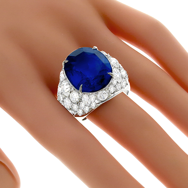 sapphire diamond 14k white gold ring cocktail  1