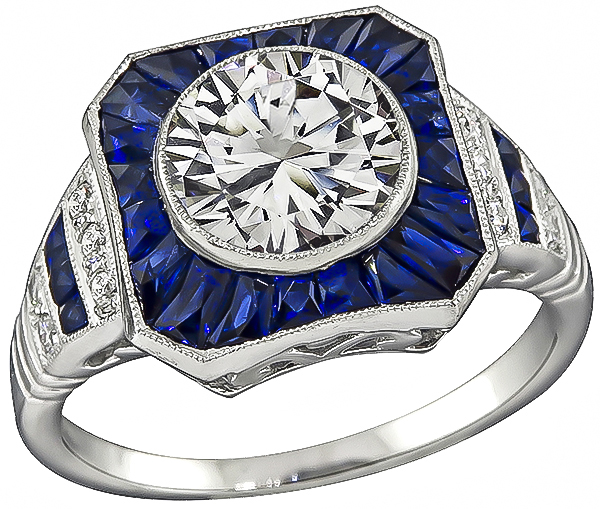 1.57ct Diamond 1.00ct Sapphire Engagement Ring