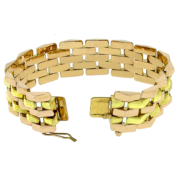 Retro Two Tone Gold Geometric Bracelet