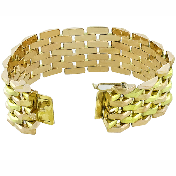 Retro Two Tone Gold Geometric Bracelet