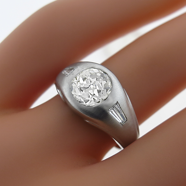 diamond 14k white gold gypsy ring  1
