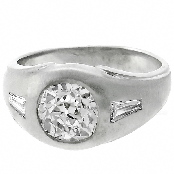 diamond 14k white gold gypsy ring  1