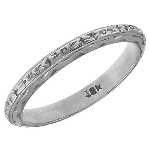 1920s 18K White Gold Wedding Band