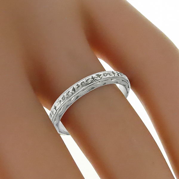 1920s 18K White Gold Wedding Band