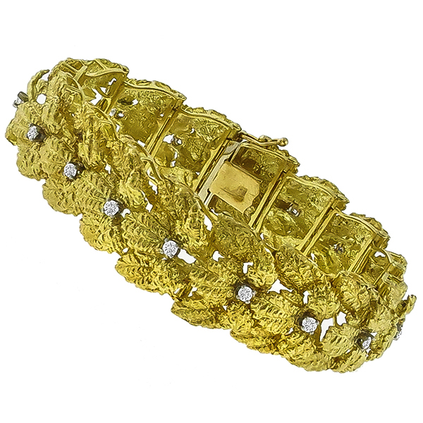 Diamond Gold Foliage Bracelet