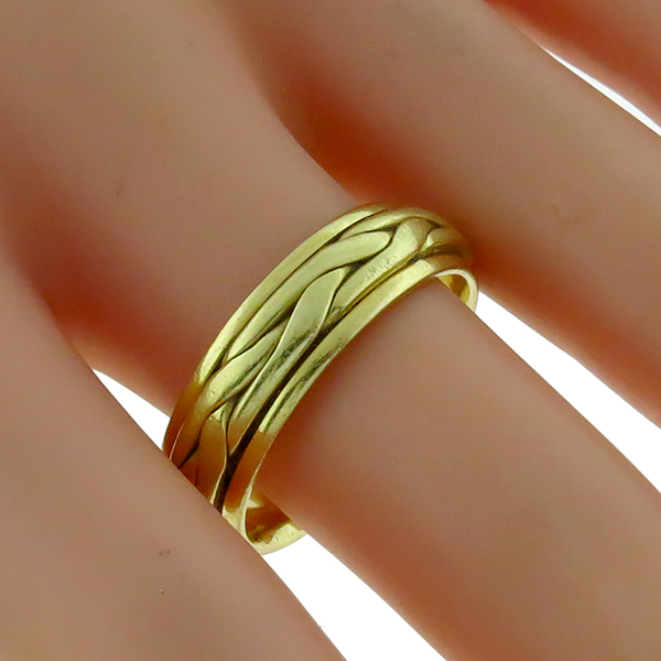 1960s 18k Yellow Gold Weave Wedding Band