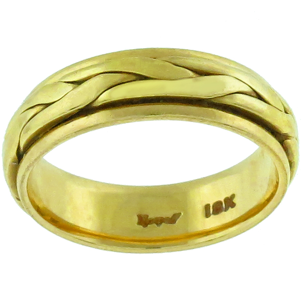 1960s 18k Yellow Gold Weave Wedding Band