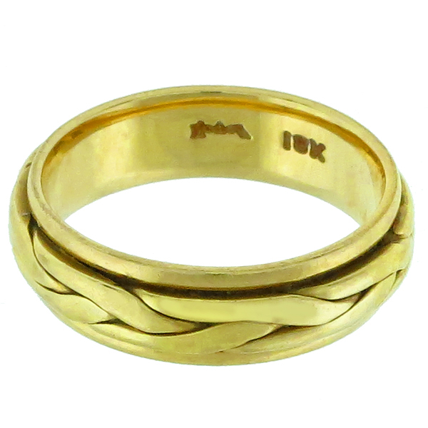 1960s 18k Yellow Gold Weave Wedding Band