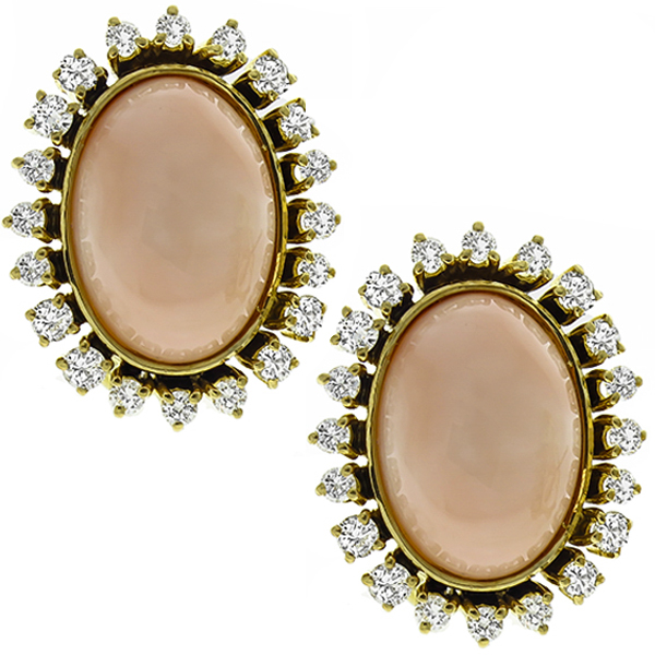 Angel Coral Diamond Gold Earrings 