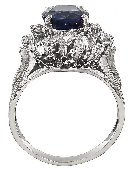1960s 3.50ct Sapphire 0.70ct Diamond Cocktail Ring