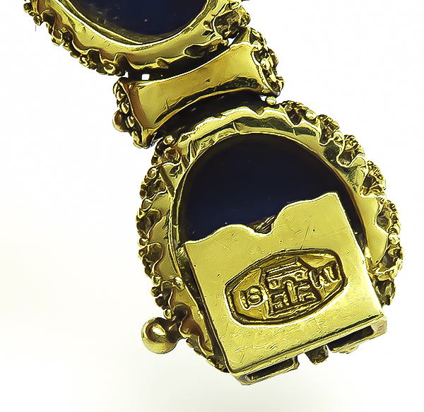 Vintage La Triomphe 1.25ct Diamond Lapis Gold Bracelet