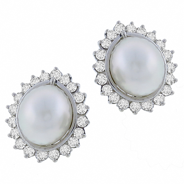 14k white gold diamond and white south sea pearl  earrings 1