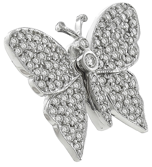2.50ct Diamond Gold Butterfly Pin Photo 1