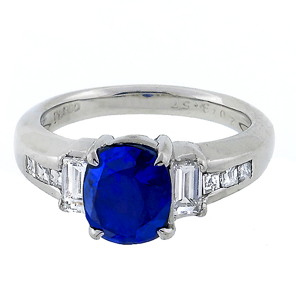 sapphire diamond  platinum engagement ring 1