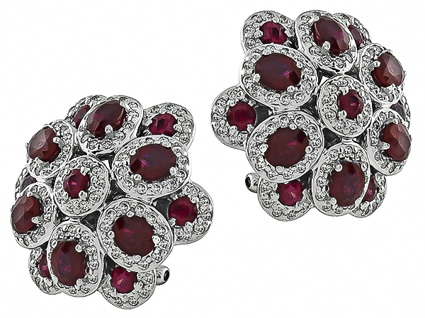 2.80ct Ruby 0.62ct Diamond Earrings Photo 1