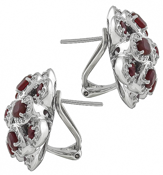 2.80ct Ruby 0.62ct Diamond Earrings Photo 1