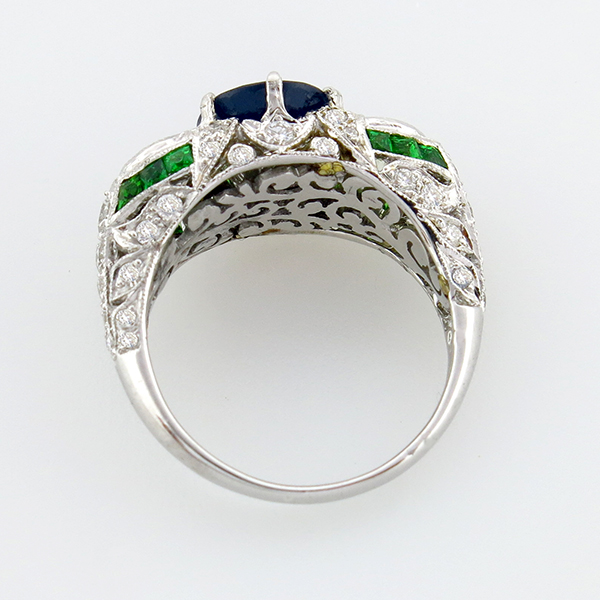 diamond tsavorite sapphire 18k white gold ring 1