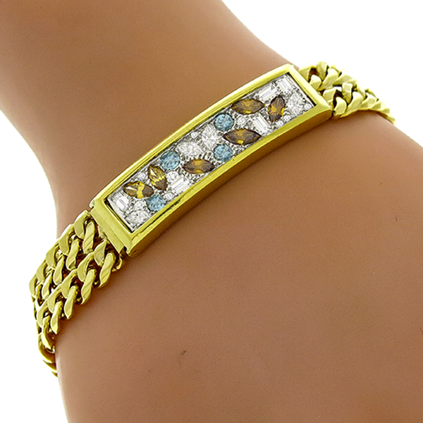 Estate Diamond Gold Tag Bracelet