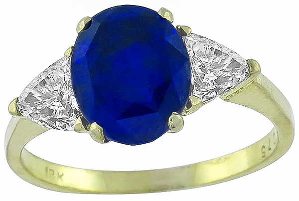 3.06ct sapphire 0.50ct diamond engagement ring photo 1