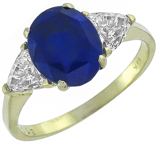 3.06ct sapphire 0.50ct diamond engagement ring photo 1